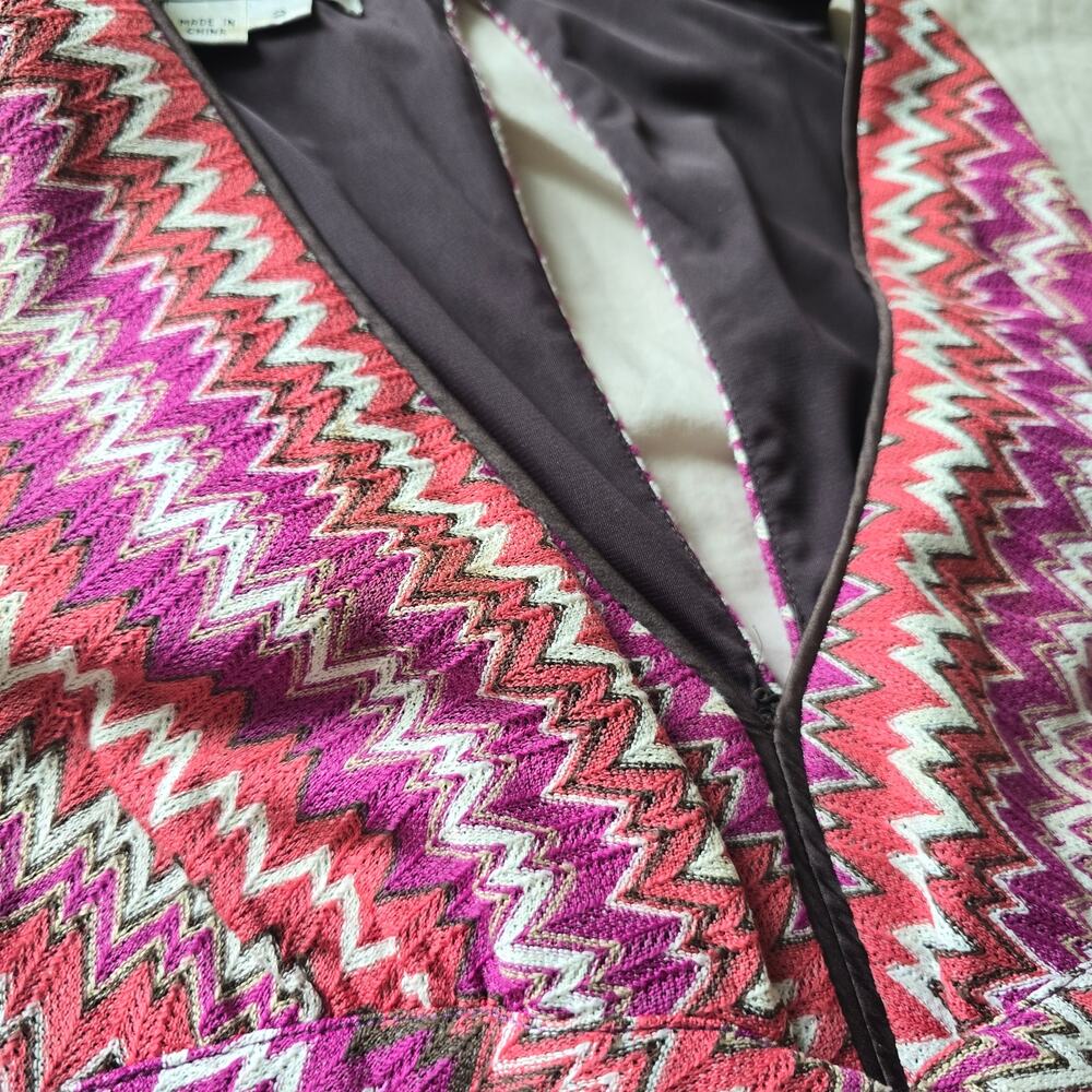 Vintage Kay Unger New York Pink Chevron Knit Midi Dress Size 2 Retro Y2K - Picture 3 of 9